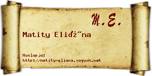 Matity Eliána névjegykártya